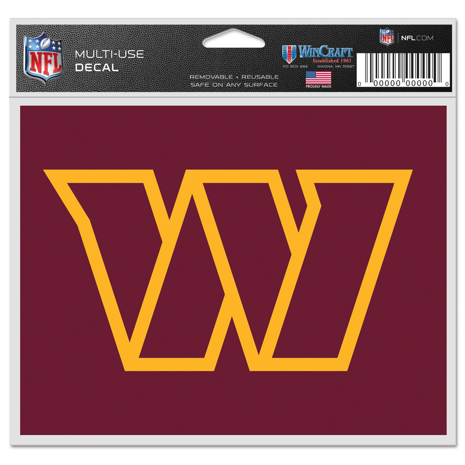 Washington Commanders Helmet - Static Cling at Sticker Shoppe