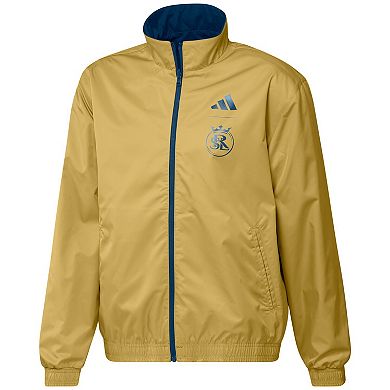 Men's adidas Navy/Gold Real Salt Lake 2023 On-Field Anthem Full-Zip Reversible Team Jacket