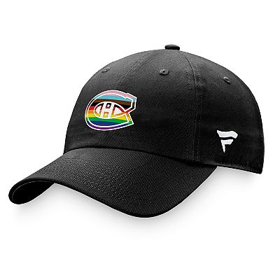 Men's Fanatics Branded Black Montreal Canadiens Team Logo Pride Adjustable Hat