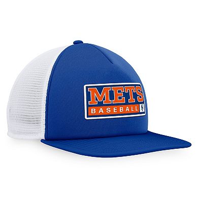 Men's Majestic Royal/White New York Mets Foam Trucker Snapback Hat