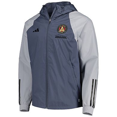 Men's adidas Charcoal Atlanta United FC All-Weather Raglan Hoodie Full-Zip Jacket