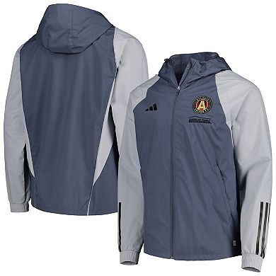 Men's adidas Charcoal Atlanta United FC All-Weather Raglan Hoodie Full-Zip Jacket