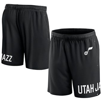 Men's Fanatics Branded Black Utah Jazz Free Throw Mesh Shorts
