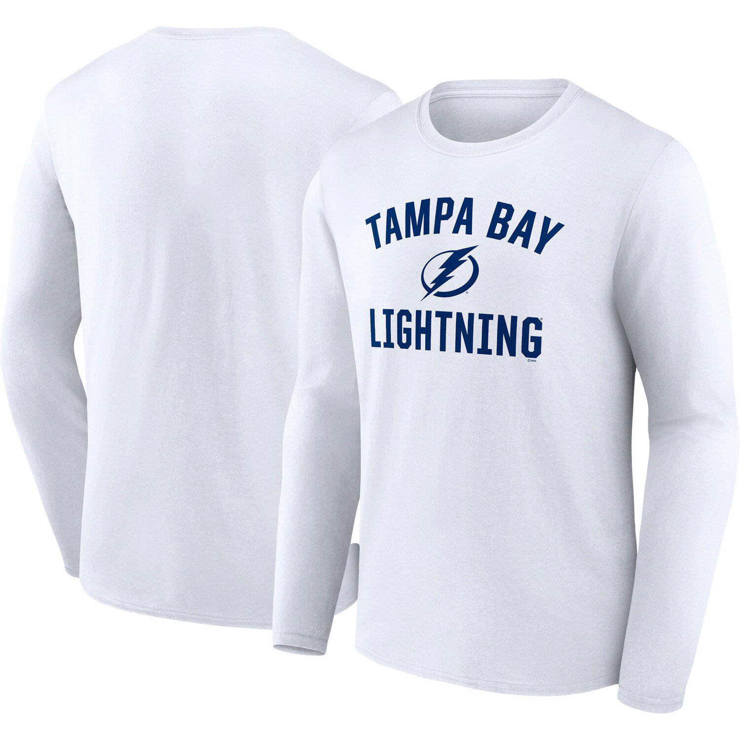 Men's Starter Gray/Blue Tampa Bay Lightning Cross Check Jersey V-Neck Long Sleeve T-Shirt Size: Small