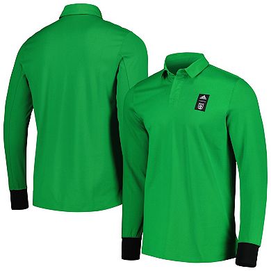Men's adidas 2023 Player Green Austin FC Travel Long Sleeve Polo