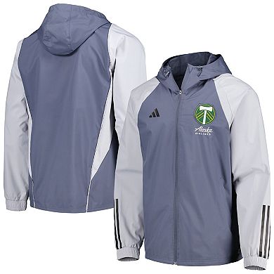 Men's adidas Charcoal Portland Timbers All-Weather Raglan Hoodie Full-Zip Jacket