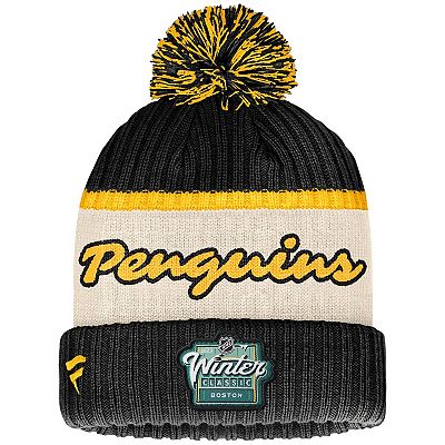 Men s Fanatics Branded Black Pittsburgh Penguins 2023 NHL Winter Classic Cuffed Knit Hat with Pom