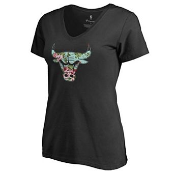 Women's Fanatics Branded Black Chicago Bulls Lovely V-Neck T-Shirt