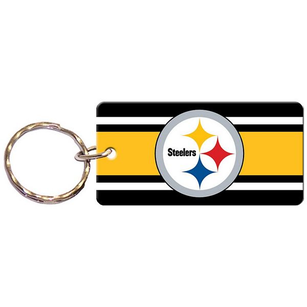 Pittsburgh Steelers Super Stripe Printed Acrylic Team Color Logo Keychain