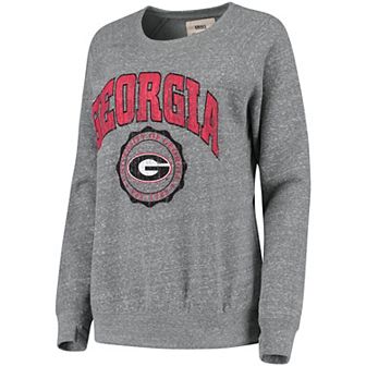 Women's Pressbox Heathered Gray Georgia Bulldogs Edith Vintage Knobi Pullover Sweatshirt
