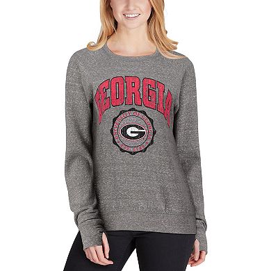 Women's Pressbox Heathered Gray Georgia Bulldogs Edith Vintage Knobi Pullover Sweatshirt