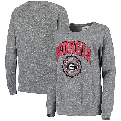 Women's Pressbox Heathered Gray Georgia Bulldogs Edith Vintage Knobi Pullover Sweatshirt