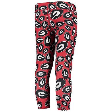 Girls Youth ZooZatz Red/Black Georgia Bulldogs Stacked Mascot Leggings