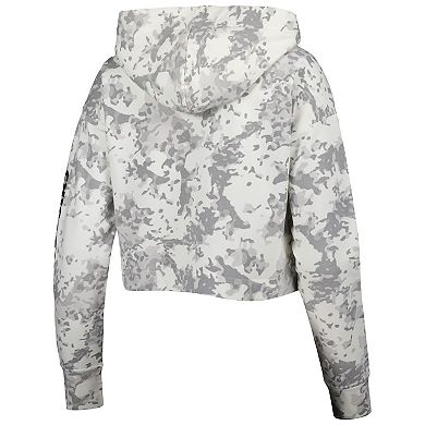 Women's Lusso Gray/White Chicago Bulls Maia Tri-Blend Cropped Quarter-Zip Top