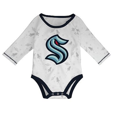 Newborn & Infant White/Deep Sea Blue Seattle Kraken Dream Team Hat Pants & Bodysuit Set