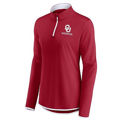 Women's Fanatics Branded Crimson Oklahoma Sooners Worth the Drive Quarter-Zip Top