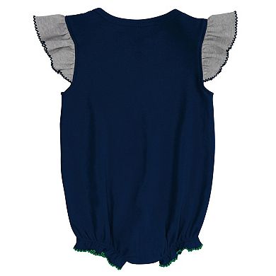 Girls Newborn & Infant Navy/Heather Gray Notre Dame Fighting Irish All The Love Bodysuit Bib & Booties Set