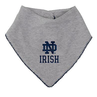Girls Newborn & Infant Navy/Heather Gray Notre Dame Fighting Irish All The Love Bodysuit Bib & Booties Set