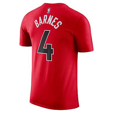 Men's Nike Scottie Barnes Red Toronto Raptors Icon 2022/23 Name & Number T-Shirt