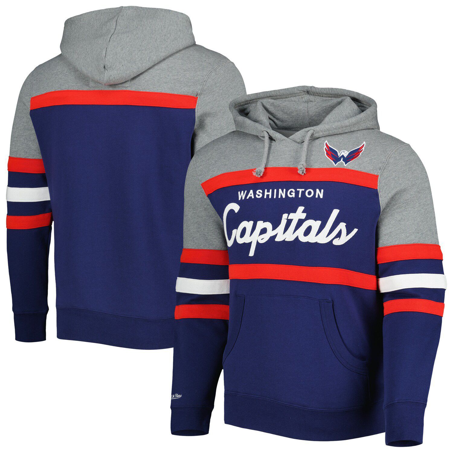Youth Mitchell & Ness Heather Gray/Navy St. Louis Cardinals Cooperstown Collection Head Coach Pullover Hoodie