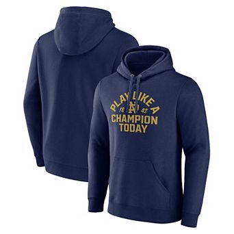 Men's Fanatics Branded Navy Notre Dame Fighting Irish Play Like a Champion Today Arched Pullover Hoodie
