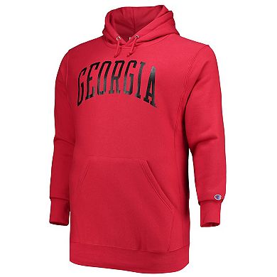 Men's Champion Red Georgia Bulldogs Big & Tall Reverse Weave Fleece Pullover Hoodie Sweatshirt