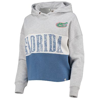 Women's '47 Heathered Gray/Heathered Royal Florida Gators Lizzy Colorblocked Cropped Pullover Hoodie