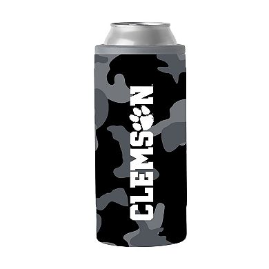 Clemson Tigers 12oz. Black Camo Slim Can Cooler