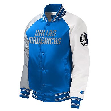 Youth Starter Royal Dallas Mavericks Raglan Full-Snap Varsity Jacket