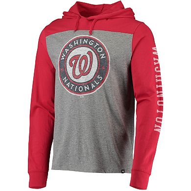 Men's '47 Heathered Gray/Red Washington Nationals Franklin Wooster Pullover Hoodie
