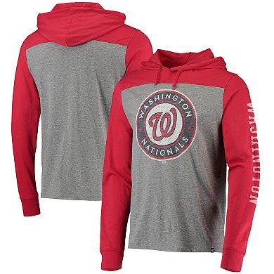 Men's '47 Heathered Gray/Red Washington Nationals Franklin Wooster Pullover Hoodie