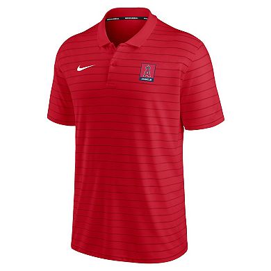 Men's Nike Red Los Angeles Angels Authentic Collection Striped Performance Pique Polo