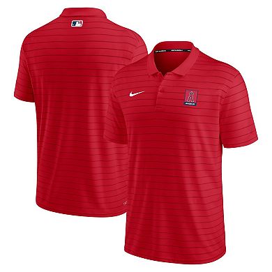 Men's Nike Red Los Angeles Angels Authentic Collection Striped Performance Pique Polo