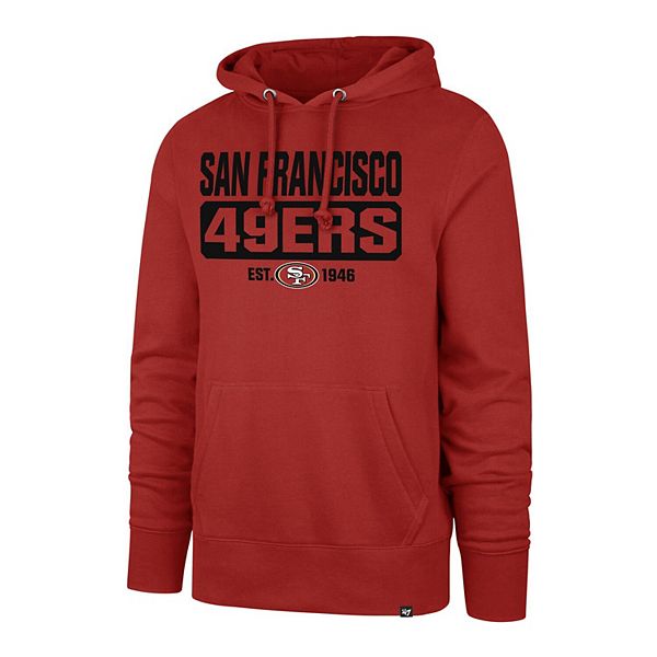 Men's '47 Scarlet San Francisco 49ers Box Out Headline Pullover Hoodie