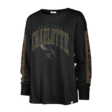 Women's '47 Black Charlotte Hornets City Edition SOA Long Sleeve T-Shirt