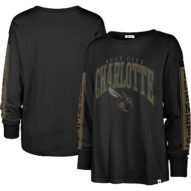 Women's '47 Black Charlotte Hornets City Edition SOA Long Sleeve T-Shirt