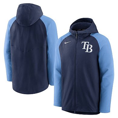 Men's Nike Navy/Light Blue Tampa Bay Rays Authentic Collection Performance Raglan Full-Zip Hoodie