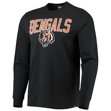 Men's '47 Black Cincinnati Bengals Throwback Lockup Slub T-Shirt