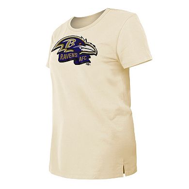 Women's New Era Cream Baltimore Ravens Chrome Sideline T-Shirt