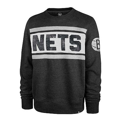 Men's '47 Heather Black Brooklyn Nets Tribeca Emerson Pullover Sweatshirt