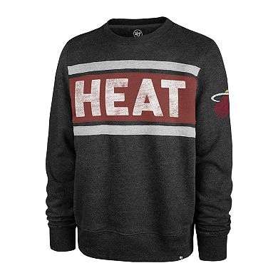 Men's '47 Heather Black Miami Heat Tribeca Emerson Pullover Sweatshirt