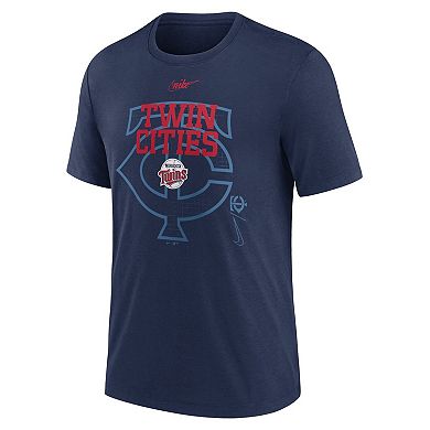 Men's Nike Navy Minnesota Twins Rewind Retro Tri-Blend T-Shirt