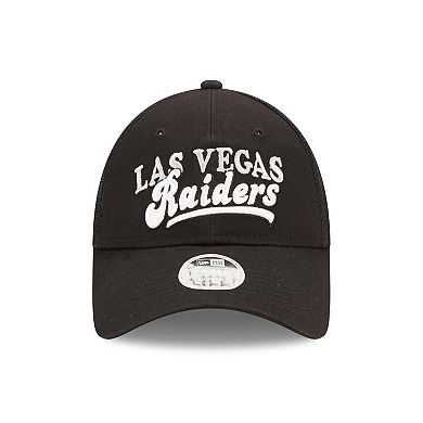 Women's New Era Black Las Vegas Raiders Team Trucker 9FORTY Snapback Hat