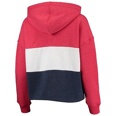 Women's '47 Heathered Red/Heathered Navy Washington Nationals Lizzy Cropped Pullover Hoodie