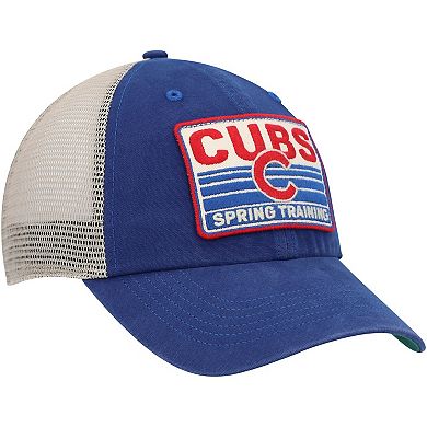 Men's '47 Royal/Tan Chicago Cubs Four Stroke Clean Up Trucker Snapback Hat