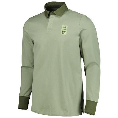 Men's adidas 2023 Player Green LAFC Travel Long Sleeve Polo