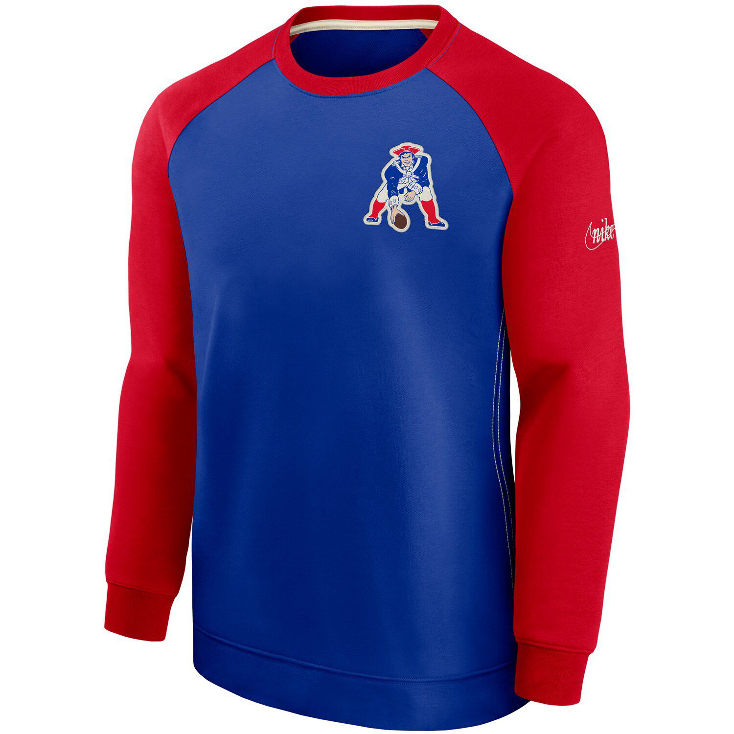 Men's Nike Royal/Red New England Patriots Historic Raglan Crew ...