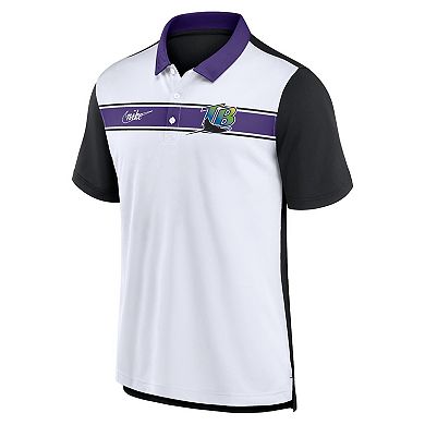 Men's Nike White/Black Tampa Bay Rays Rewind Stripe Polo