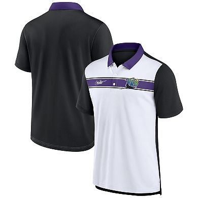 Men's Nike White/Black Tampa Bay Rays Rewind Stripe Polo