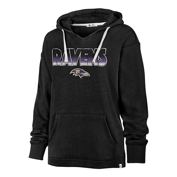 Women's '47 Black Baltimore Ravens Color Rise Kennedy Pullover Hoodie